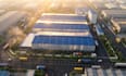 reshaped industrial building, warehouse facility layout, factory, pallet, render