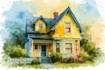 paint watercolor house portrait
