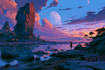 2d game parallax background and environment concept art