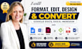 format, edit, convert word, google docs, docx, indesign into epub, kindle format