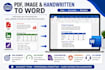 retype PDF, scanned documents, images, and handwritten into word