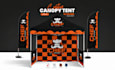 design canopy tent, feather flag and backdrop banner
