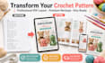 create custom amigurumi crochet patterns with PDF and realistic mockups