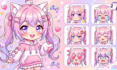 design anime twitch emotes, chibi vtuber emotes and pro vtuber badges