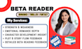 be your romance beta reader, scifi novel critique thriller beta reader