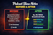 write engaging podcast show notes and timestamps