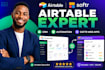 build airtable database, airtable automation, softr client portal and web app