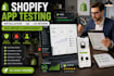 write shopify app testing app store installation review app usability app test