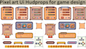 design pixel art ui hud icon menu bar gui elements props assets, pixel logo game