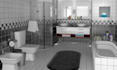 design modern bathroom interior in 3d with photorealistic rendering