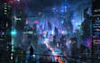 do cyberpunk futuristic city art