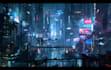do cyberpunk futuristic city art