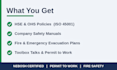 write hse policies, safety manuals, fire plans and toolbox talks