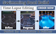 a cinematic swimming pool construction timelapse