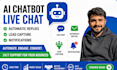 develop an ai website chatbot with live support chat, faqs, and lead generation