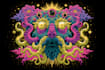 illustrated simple trippy psychedelic t shirt design