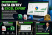 microsoft excel data entry, PDF to excel, and copy paste