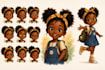 create children book character expression sheet and pose sheet