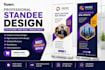 professional design, roll up banner, and standee banner