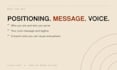 define your brand strategy, positioning and clear messaging