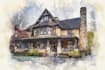house in watercolor painting style