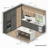 design your modern kitchen interior, cabinet layout with realistic 3d rendering
