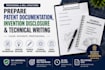 prepare patent documentation, invention disclosure and technical writing