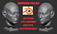3d scan cleanup, repair, edit, remodel stl file, step file for 3d model printing