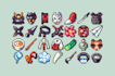 create 16x16 pixel art game assets and icons