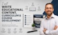 write educational content, curriculum and course development