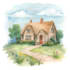 house in watercolor painting style