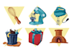 draw cartoon hand drawn icons, items, props and assets