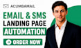 setup acumbamail email sms landing page automation