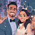 draw cartoon disney couple portrait