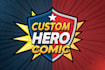 custom superhero comic logo design with dynamic style