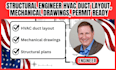 structural engineer hvac duct layout, mechanical drawings, permit ready