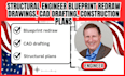 structural engineer blueprint redraw drawings, cad drafting, construction plans