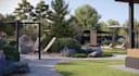 render proposed landscape surroundings, site layout design,garden outdoor visual