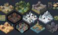 design isometric tilemap and tileset rpg game map seamless, snow tiles pixel art