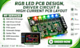 rgb led pcb design, driver circuit, high current pcb layout and gerber files