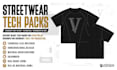 create streetwear tech pack and technical flat sketches