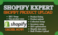do shopify product upload, product listing, SEO optimization and inventory setup