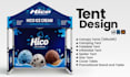 design attractive canopy tent, table cover and feather flag
