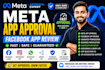 get meta app approval, facebook app review and whatsapp API setup