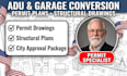 design a complete adu garage conversion permit drawing package