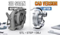 convert 3d scan to cad, step, stl, obj for reverse engineering
