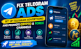 fix telegram ads, set up telegram advertising and promote crypto forex channels
