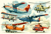 draw helicopter , airplane , aircraft , into a vector cartoon