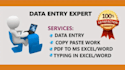 do expert data entry web research copy paste and excel data cleaning