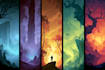 create stunning fantasy background and scenery illustration